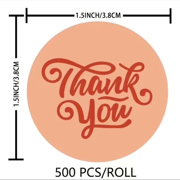 500 Roll of Thank You Stickers Multi Colored ~5 Designs - Picture 4 of 5